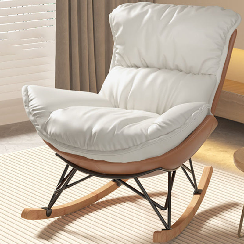 Contemporary Simplicity Fabric Upholstered Rocking Chair Footrest For Living Room