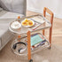 Modern Minimalist Square Wood Glass End Table Two Tier Trolley Swivel For Living Room