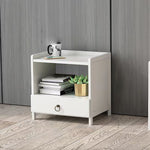 Modern Minimalist Rectangular Tabletop Solid Wood Nightstand 1/3-Drawer For Bedroom