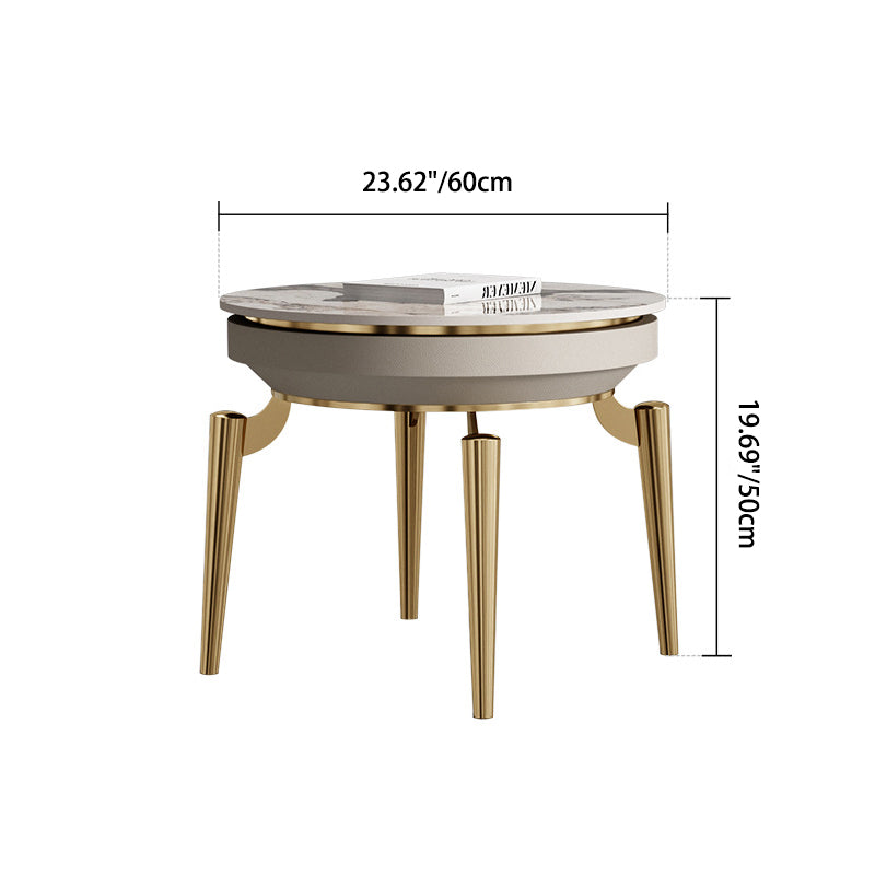 Modern Luxury Clover Round Pandora Slate Stainless Steel Side Table 4-Leg For Living Room