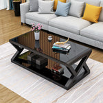 Modern Simplicity Rectangular Reinforced Glass Steel Coffee Table 2-Tier For Living Room