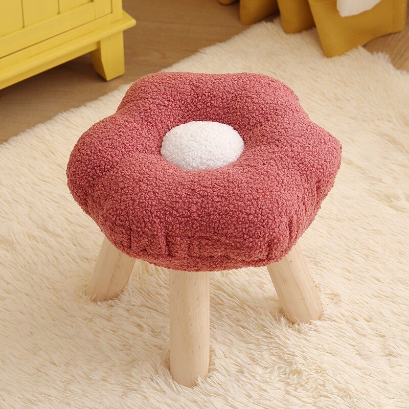 Contemporary Creative Flower Shape Velvet Footstool For Entryways