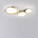 Contemporary Nordic Iron PE Geometric Circle Splicing LED Flush Mount Ceiling Light For Living Room