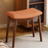 Traditional Vintage PU Leather Upholstered Wood Square Footstool For Entryways