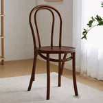 Traditional Vintage Curved Frame Solid Wood Wicker Dining Chair Backrest For Dining Room