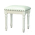 Contemporary Scandinavian Square Linen Leather Solid Wood Vanity Stool Backless Armless For Bedroom