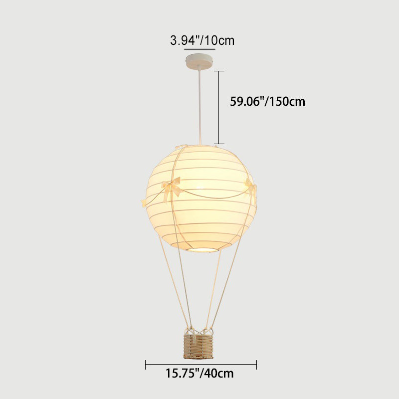 Contemporary Creative Kids Hot Air Balloon Weaving Iron Fabric 1-Light Chandelier For Bedroom