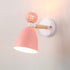Contemporary Scandinavian Macaron Wood Iron Round 1-Light Wall Sconce Lamp For Living Room