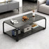 Modern Minimalist Rectangular Table Top Metal Marble Coffee Table 1-Shelf For Living Room