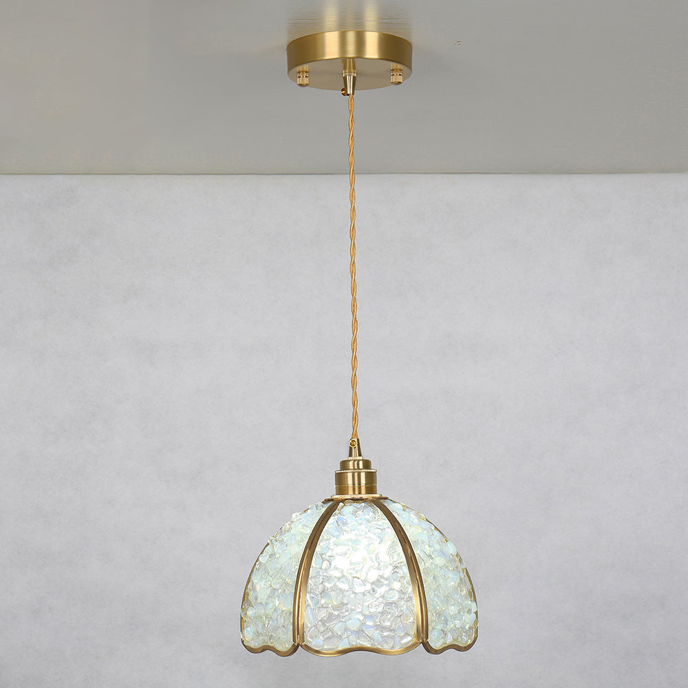 Modern Art Deco Half Round Ball Copper Crystal 1-Light Pendant Light For Dining Room