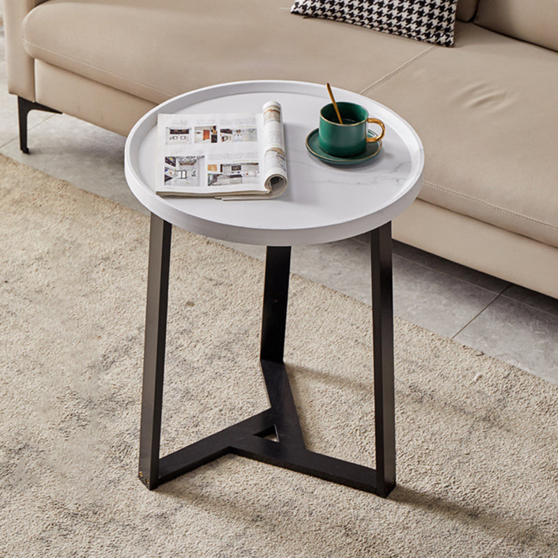 Contemporary Nordic Round Iron Plate Coffee Table 2-Tier For Living Room