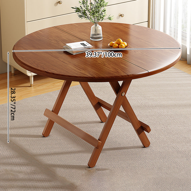 Contemporary Scandinavian Round Table Top Solid Wood Dining Table For 4 Seats