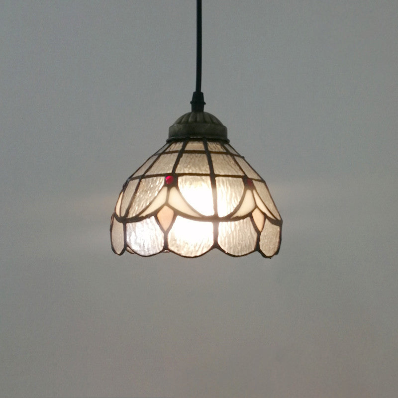 Traditional Tiffany Half Round Glass 1-Light Pendant Light For Bedroom