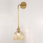 Modern Minimalist Floral Copper Glass 1-Light Wall Sconce Lamp For Living Room