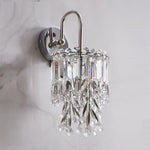 Modern Luxury Cylinder Stainless Steel Crystal 1-Light Wall Sconce Lamp For Bedroom