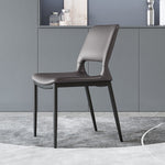 Modern Minimalist Rectangular Curved Seat Leather Carbon Steel Dining Chair Backrest For Dining Room