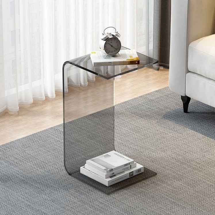 Contemporary Scandinavian Square Acrylic End Table 1-Tier For Living Room