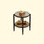 Traditional Japanese Round Glass Rattan Solid Wood End Table 2-Tier For Living Room