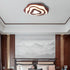 Traditional Chinese Zen Wood Grain Wavy Design LED Flush Mount Ceiling Light For Living Room