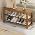 Modern Minimalist Rectangle Heather Bamboo Shoe Storage 2-Shelf For Entryways