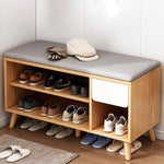 Contemporary Scandinavian Cotton Linen Solid Wood Shoe Storage 2-Storage For Entryways