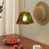 Traditional Chinese Trapezoidal Wood Floral Glass Shade 1-Light Pendant Light For Bedroom