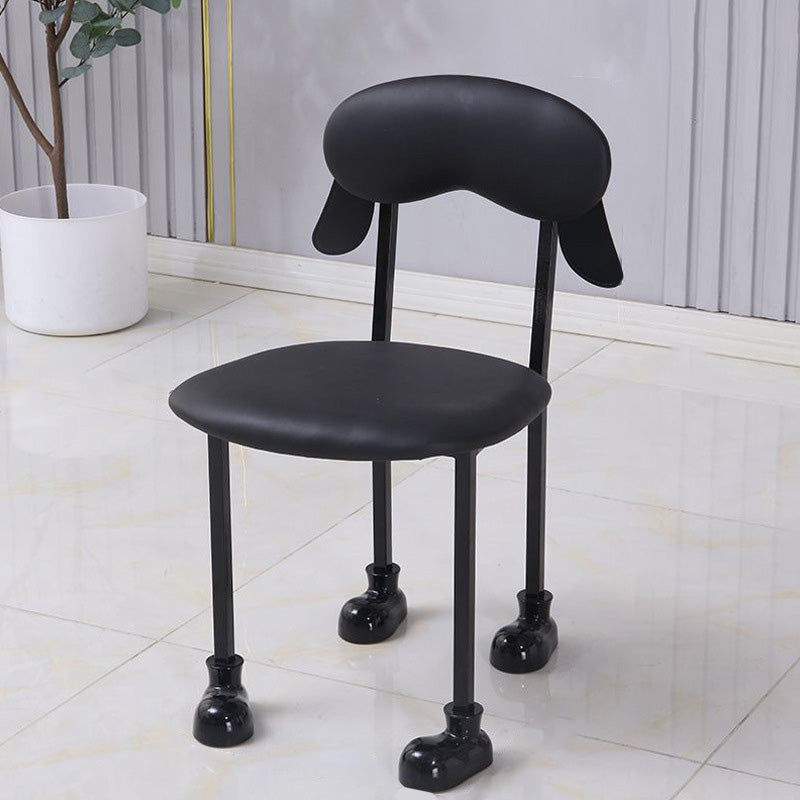 Contemporary Creative Puppy Shape Velvet Upholstered Stainless Steel Frame Chair Open Back Armless For Living Room