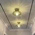 Modern Art Deco Ruffled Copper Iron Glass 1-Light Semi-Flush Mount Ceiling Light For Living Room