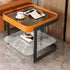 Modern Luxury Square Glass Rock Slab Iron Coffee Table 2-Tier For Living Room