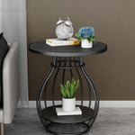 Contemporary Scandinavian Round Birdcage Stainless Steel Metal Slate Coffee Table For Living Room