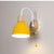 Modern Minimalist Macaron Curved Pole Round Cup Iron Wood 1-Light Wall Sconce Lamp For Bedroom