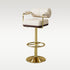 Modern Luxury Square Cylindrical Leather Metal Bar Stool Backrest Armrest For Dining Room