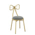 Contemporary Creative Bow Round Upholstered Velvet Metal Vanity Stool Backrest For Bedroom