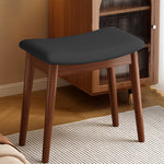 Traditional Vintage PU Leather Upholstered Wood Square Footstool For Entryways