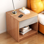 Modern Minimalist Square Table Top High Density Panel Nightstand 1-Drawer For Bedroom