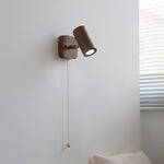 Traditional Vintage Cylinder Copper Wood 1-Light Wall Sconce Lamp For Bedroom
