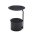 Modern Minimalist Round Iron Rock Slab Side Table 1-Storage For Living Room