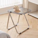 Contemporary Simplicity Square Acrylic Metal Frame Foldable End Table For Living Room