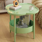 Modern Simplicity Four-Leaf Clover Round PP End Table 2-Tier For Living Room