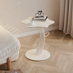 Contemporary Creative Clouds Rock Slab Tempered Glass End Table 1-Tier For Bedroom