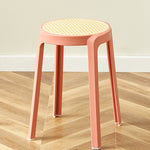 Contemporary Scandinavian Weaving PP Round Stool Dining Chair Backless Stackable For Dining Room