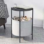 Contemporary Scandinavian Round Tabletop Marble Metal Fabric Coffee Table 1-Storage For Living Room