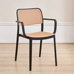 Contemporary Simplicity Square Rattan-like Plastic Stackable Dining Chair Armrest Backrest For Dining Room