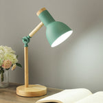 Modern Minimalist Macaron Round Horn Wood Iron 1-Light Table Lamp For Bedroom