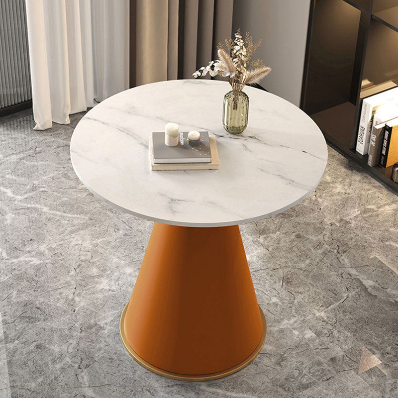 Contemporary Luxury Round Sintered Stone Top Metal Base Coffee Table For Living Room