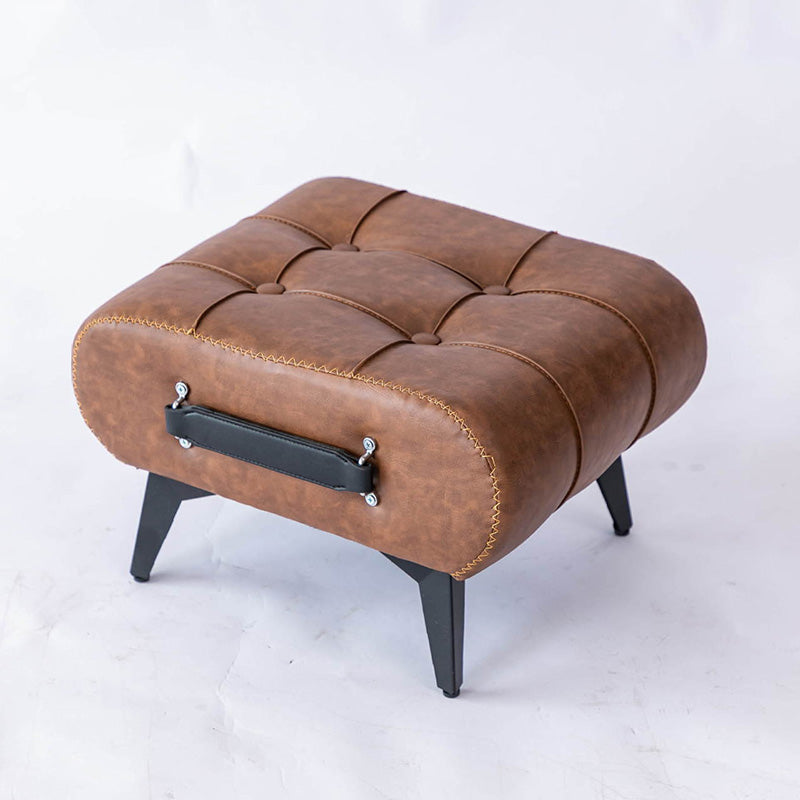 Modern Luxury Rectangular Square Leather Alloy Low Stool For Living Room