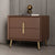 Modern Luxury Rectangular Solid Wood Leather Hardware Nightstand 2-Drawer For Bedroom