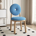 Contemporary Scandinavian Round Lambswool Wood Iron Vanity Stool Backrest Armless For Bedroom