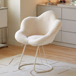 Modern Minimalist Plum Round Lambswool Metal Vanity Stool Backrest Armless For Bedroom