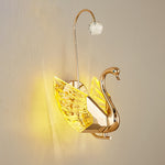 Modern Luxury Crystal Aluminum Acrylic Swan LED Wall Sconce Lamp For Bedside